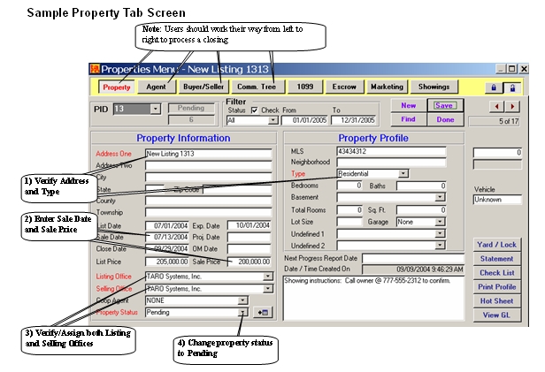 Sample Property Tab Screen