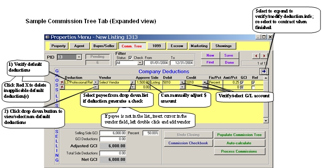 Sample Commission Tree Tab (Expanded view)