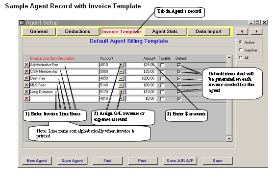 Sample Agent Record with Invoice Template