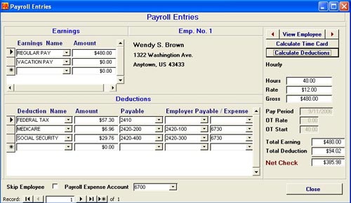 Pro Gold XP Time Card Review & Payroll Calculation Screen